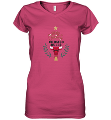 NBA Chicago Bulls Logo merry Christmas gilf Women's V-Neck T-Shirt Women's V-Neck T-Shirt - FordPhuMy