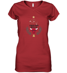 NBA Chicago Bulls Logo merry Christmas gilf Women's V-Neck T-Shirt Women's V-Neck T-Shirt - FordPhuMy
