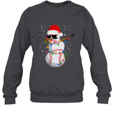 Dabbing Snowman Baseball Christmas Lights Pajama Tee Crewneck Sweatshirt Crewneck Sweatshirt - FordPhuMy