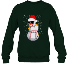 Dabbing Snowman Baseball Christmas Lights Pajama Tee Crewneck Sweatshirt Crewneck Sweatshirt - FordPhuMy