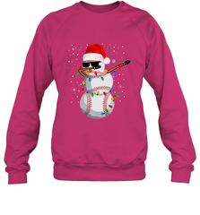 Dabbing Snowman Baseball Christmas Lights Pajama Tee Crewneck Sweatshirt Crewneck Sweatshirt - FordPhuMy
