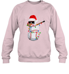 Dabbing Snowman Baseball Christmas Lights Pajama Tee Crewneck Sweatshirt Crewneck Sweatshirt - FordPhuMy