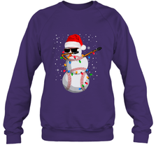 Dabbing Snowman Baseball Christmas Lights Pajama Tee Crewneck Sweatshirt Crewneck Sweatshirt - FordPhuMy