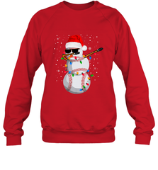Dabbing Snowman Baseball Christmas Lights Pajama Tee Crewneck Sweatshirt Crewneck Sweatshirt - FordPhuMy