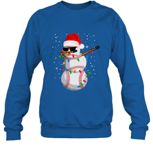 Dabbing Snowman Baseball Christmas Lights Pajama Tee Crewneck Sweatshirt Crewneck Sweatshirt - FordPhuMy