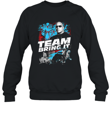 WWE The Rock Team Bring It Crewneck Sweatshirt Crewneck Sweatshirt / Black / S Crewneck Sweatshirt - FordPhuMy