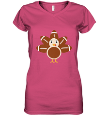 Funny Football Turkey Fall Thanksgiving Football Women's V-Neck T-Shirt Women's V-Neck T-Shirt - FordPhuMy