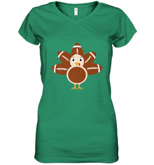 Funny Football Turkey Fall Thanksgiving Football Women's V-Neck T-Shirt Women's V-Neck T-Shirt - FordPhuMy