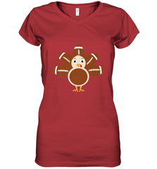 Funny Football Turkey Fall Thanksgiving Football Women's V-Neck T-Shirt Women's V-Neck T-Shirt - FordPhuMy