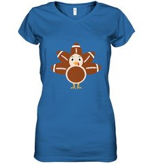 Funny Football Turkey Fall Thanksgiving Football Women's V-Neck T-Shirt Women's V-Neck T-Shirt - FordPhuMy