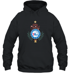 NBA Philadelphia 76ers Logo merry Christmas gilf Hooded Sweatshirt