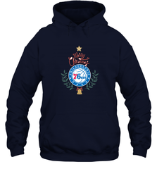 NBA Philadelphia 76ers Logo merry Christmas gilf Hooded Sweatshirt Hooded Sweatshirt - FordPhuMy