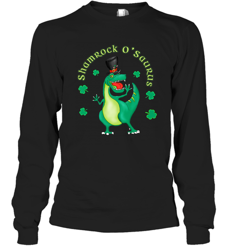 T Rex Dinosaur St. Patrick's Day Irish Funny Long Sleeve T-Shirt Long Sleeve T-Shirt / Black / S Long Sleeve T-Shirt - FordPhuMy