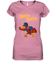 Turkey Football Shirt Funny Thanksgiving Turkey Gobble Gift Women's V-Neck T-Shirt Women's V-Neck T-Shirt - FordPhuMy