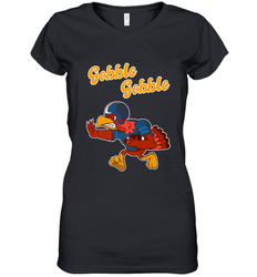 Turkey Football Shirt Funny Thanksgiving Turkey Gobble Gift Women's V-Neck T-Shirt