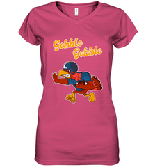 Turkey Football Shirt Funny Thanksgiving Turkey Gobble Gift Women's V-Neck T-Shirt Women's V-Neck T-Shirt - FordPhuMy