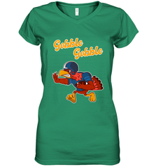 Turkey Football Shirt Funny Thanksgiving Turkey Gobble Gift Women's V-Neck T-Shirt Women's V-Neck T-Shirt - FordPhuMy