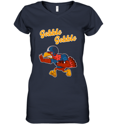 Turkey Football Shirt Funny Thanksgiving Turkey Gobble Gift Women's V-Neck T-Shirt