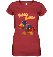 Turkey Football Shirt Funny Thanksgiving Turkey Gobble Gift Women's V-Neck T-Shirt Women's V-Neck T-Shirt - FordPhuMy