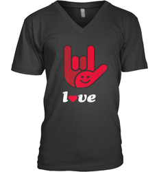 Cute Love Hand Sign Heart Valentines Day Retro Vintage Top Men's V-Neck