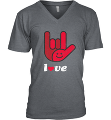 Cute Love Hand Sign Heart Valentines Day Retro Vintage Top Men's V-Neck Men's V-Neck - FordPhuMy