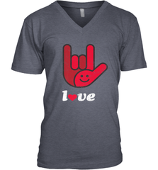 Cute Love Hand Sign Heart Valentines Day Retro Vintage Top Men's V-Neck Men's V-Neck - FordPhuMy