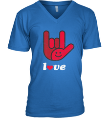 Cute Love Hand Sign Heart Valentines Day Retro Vintage Top Men's V-Neck Men's V-Neck - FordPhuMy