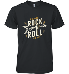 Peace Rock and Roll Love Music Guitar Retro Hippie Men's Premium T-Shirt