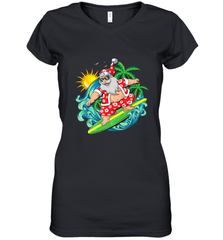 Christmas in July Santa Claus Hawaiian Surfing Gift Surf Women's V-Neck T-Shirt Women's V-Neck T-Shirt - FordPhuMy