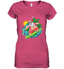Christmas in July Santa Claus Hawaiian Surfing Gift Surf Women's V-Neck T-Shirt Women's V-Neck T-Shirt - FordPhuMy