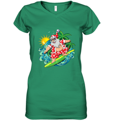Christmas in July Santa Claus Hawaiian Surfing Gift Surf Women's V-Neck T-Shirt Women's V-Neck T-Shirt - FordPhuMy