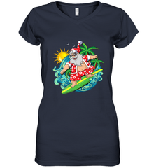 Christmas in July Santa Claus Hawaiian Surfing Gift Surf Women's V-Neck T-Shirt Women's V-Neck T-Shirt - FordPhuMy