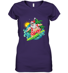 Christmas in July Santa Claus Hawaiian Surfing Gift Surf Women's V-Neck T-Shirt Women's V-Neck T-Shirt - FordPhuMy