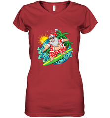 Christmas in July Santa Claus Hawaiian Surfing Gift Surf Women's V-Neck T-Shirt Women's V-Neck T-Shirt - FordPhuMy