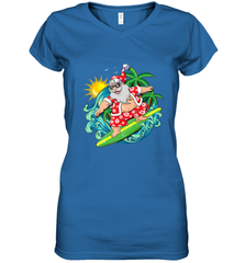 Christmas in July Santa Claus Hawaiian Surfing Gift Surf Women's V-Neck T-Shirt Women's V-Neck T-Shirt - FordPhuMy