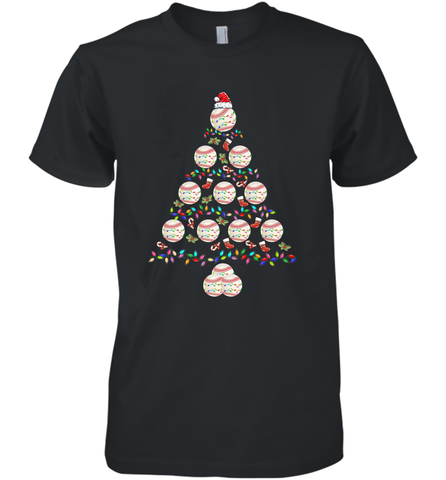 Baseball Balls Christmas Tree lights Xmas Gift Holiday Men's Premium T-Shirt Men's Premium T-Shirt / Black / XS Men's Premium T-Shirt - FordPhuMy