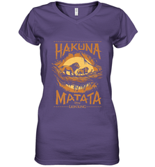 Disney The Lion King Live Action Hakuna Matata Sunset Poster Women's V-Neck T-Shirt Women's V-Neck T-Shirt - FordPhuMy