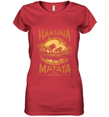 Disney The Lion King Live Action Hakuna Matata Sunset Poster Women's V-Neck T-Shirt Women's V-Neck T-Shirt - FordPhuMy