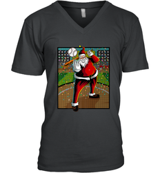 Baseball Santa Ugly Christmas Sports Graphic Print Design Men's V-Neck