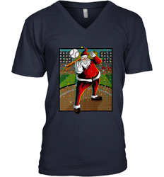 Baseball Santa Ugly Christmas Sports Graphic Print Design Men's V-Neck