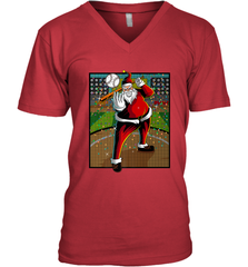 Baseball Santa Ugly Christmas Sports Graphic Print Design Men's V-Neck Men's V-Neck - FordPhuMy