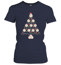 Baseball Balls Christmas Tree lights Xmas Gift Holiday Women's T-Shirt