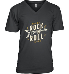 Peace Rock and Roll Love Music Guitar Retro Hippie Men's V-Neck