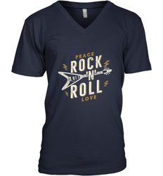 Peace Rock and Roll Love Music Guitar Retro Hippie Men's V-Neck