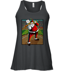 Baseball Santa Ugly Christmas Sports Graphic Print Design Women's Racerback Tank
