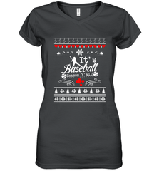 It's Baseball Season Ugly Sweater Christmas 2019 Women's V-Neck T-Shirt Women's V-Neck T-Shirt - FordPhuMy