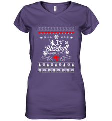 It's Baseball Season Ugly Sweater Christmas 2019 Women's V-Neck T-Shirt Women's V-Neck T-Shirt - FordPhuMy