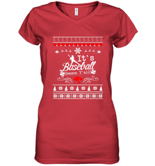 It's Baseball Season Ugly Sweater Christmas 2019 Women's V-Neck T-Shirt Women's V-Neck T-Shirt - FordPhuMy