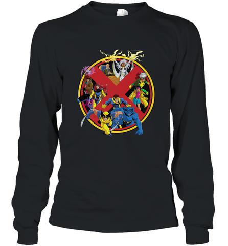 Marvel X Men Animated Series Logo Retro 90s Long Sleeve T-Shirt Long Sleeve T-Shirt / Black / S Long Sleeve T-Shirt - FordPhuMy