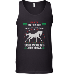 Santa Is Fake Unicorns Are Real Cute Ugly Christmas Sweater Men's Tank Top